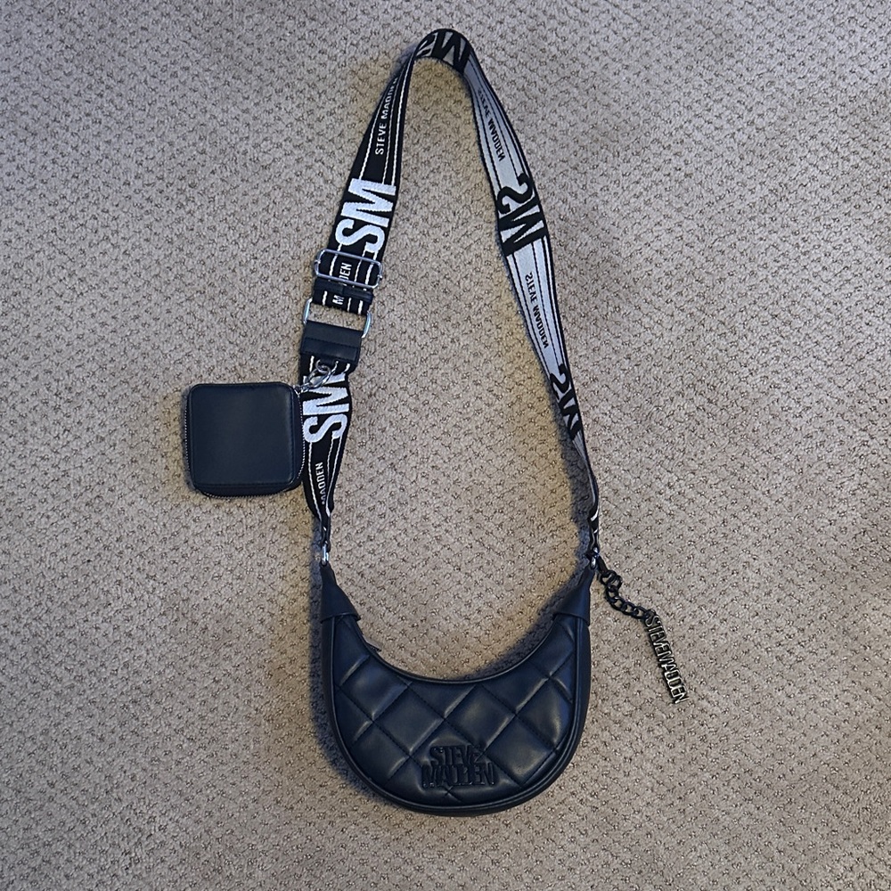 Steve Madden Black Quilted Crossbody Bag